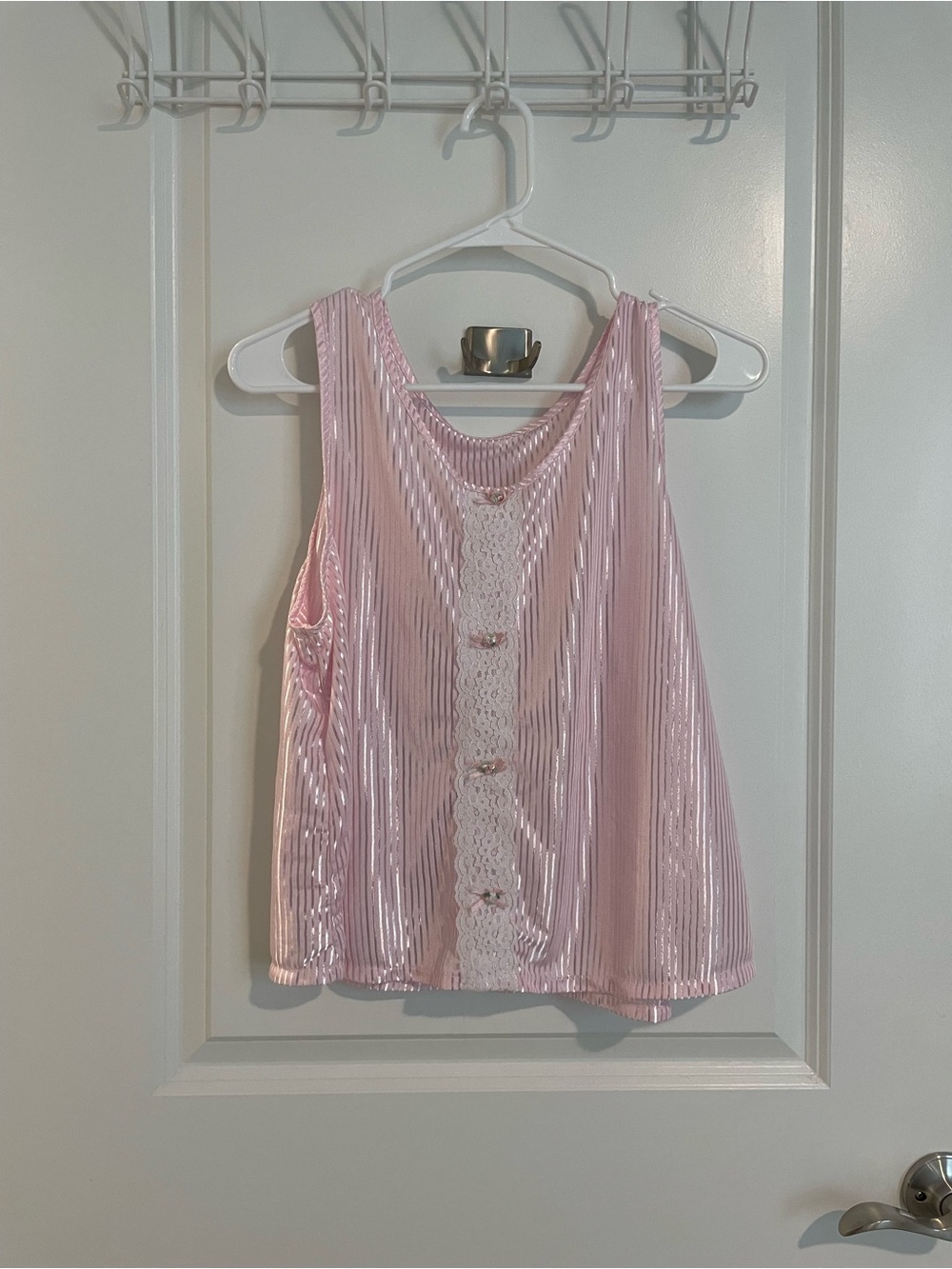 Pleated PJ Top with Lace Trim | Pink